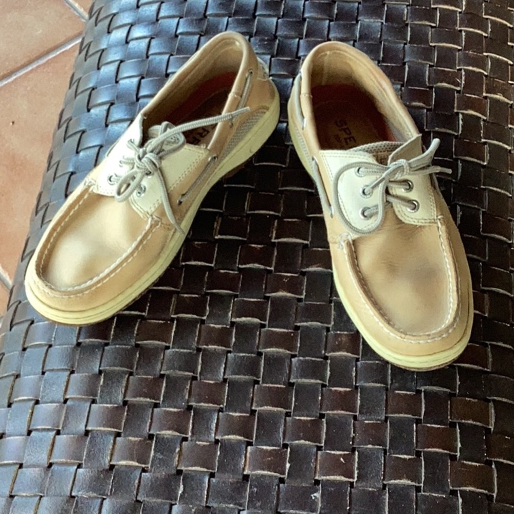 Mens Sz 8.5 Sherry Top Sider Leather Boat Shoes Tan Buck Skin